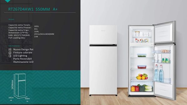 RT267D4AWE Hisense Frigo doppia porta Bianco E 205 Litri