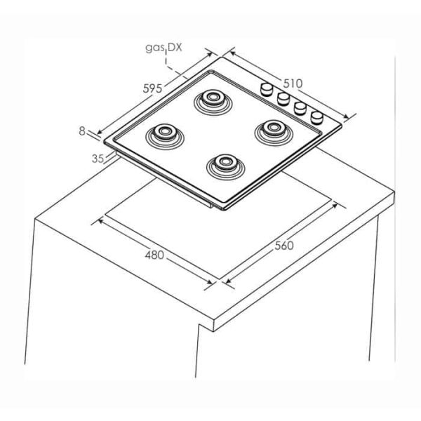 Piano cottura Candy 60cm inox CHW6LBX