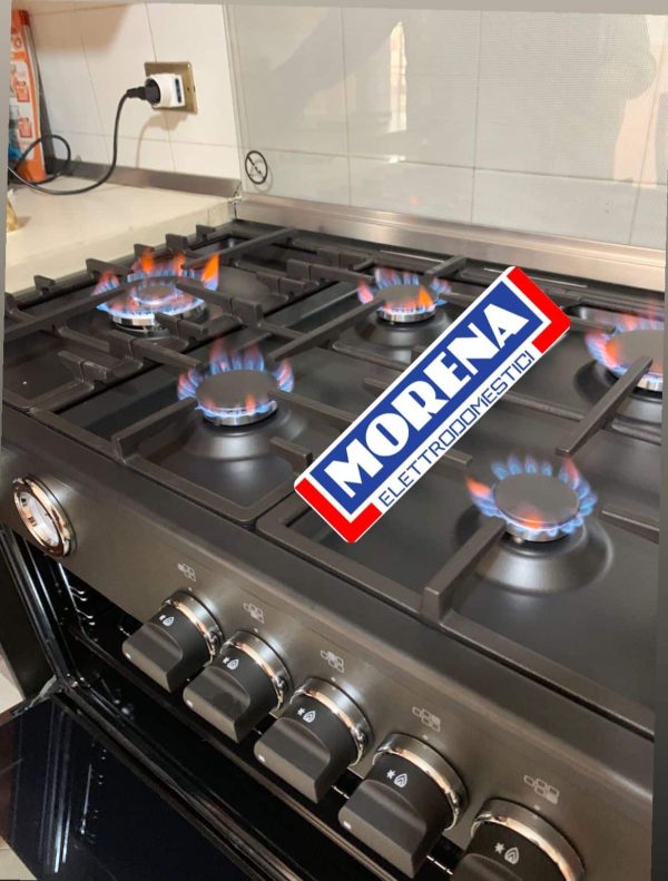 AMN965ETN La Germania Cucina 5 Fuochi Forno Elettrico Multifunzione Total Black 90x60 cm