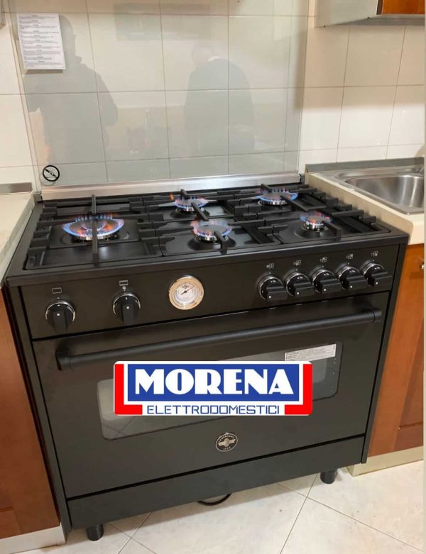 AMN965ETN La Germania Cucina 5 Fuochi Forno Elettrico Multifunzione Total Black 90x60 cm