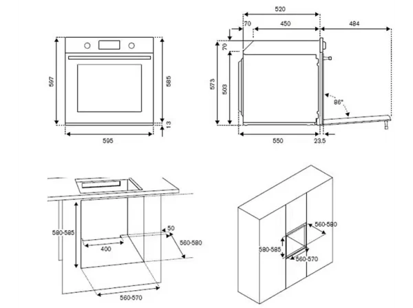 La Germania F609LAGESGN Forno incasso 76lt  Nero