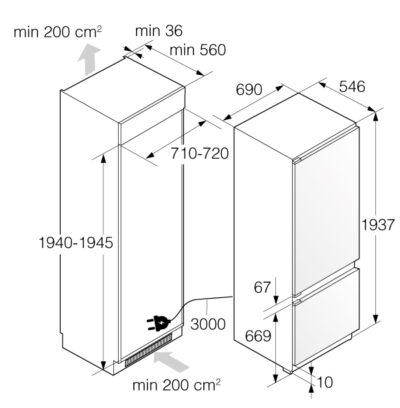 RBC 297 SND1 ASKO Frigo Incasso 70cm