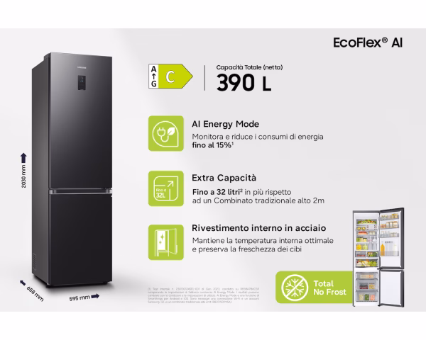 RB38C776CB1 Samsung Frigorifero Combinato 60cm